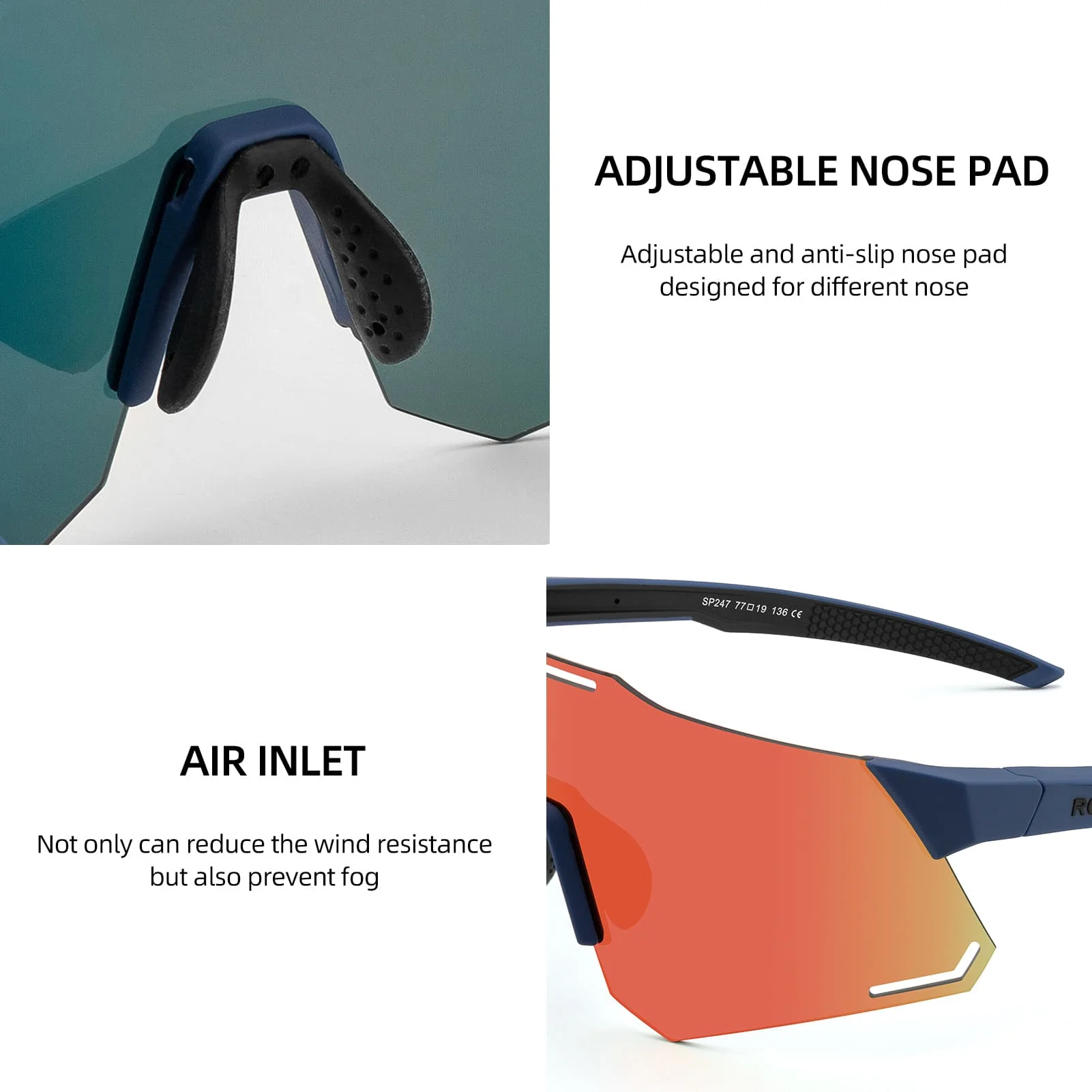 ROCKBROS Sonnenbrille UV400 Schutz Radsportbrille für Damen/ Herren - Image 7