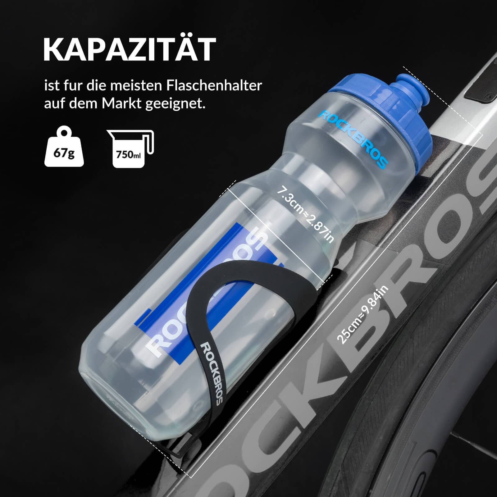 ROCKBROS Sport Trinkflasche 750ml Fahrrad Wasserflasche BPA-Frei - Image 16