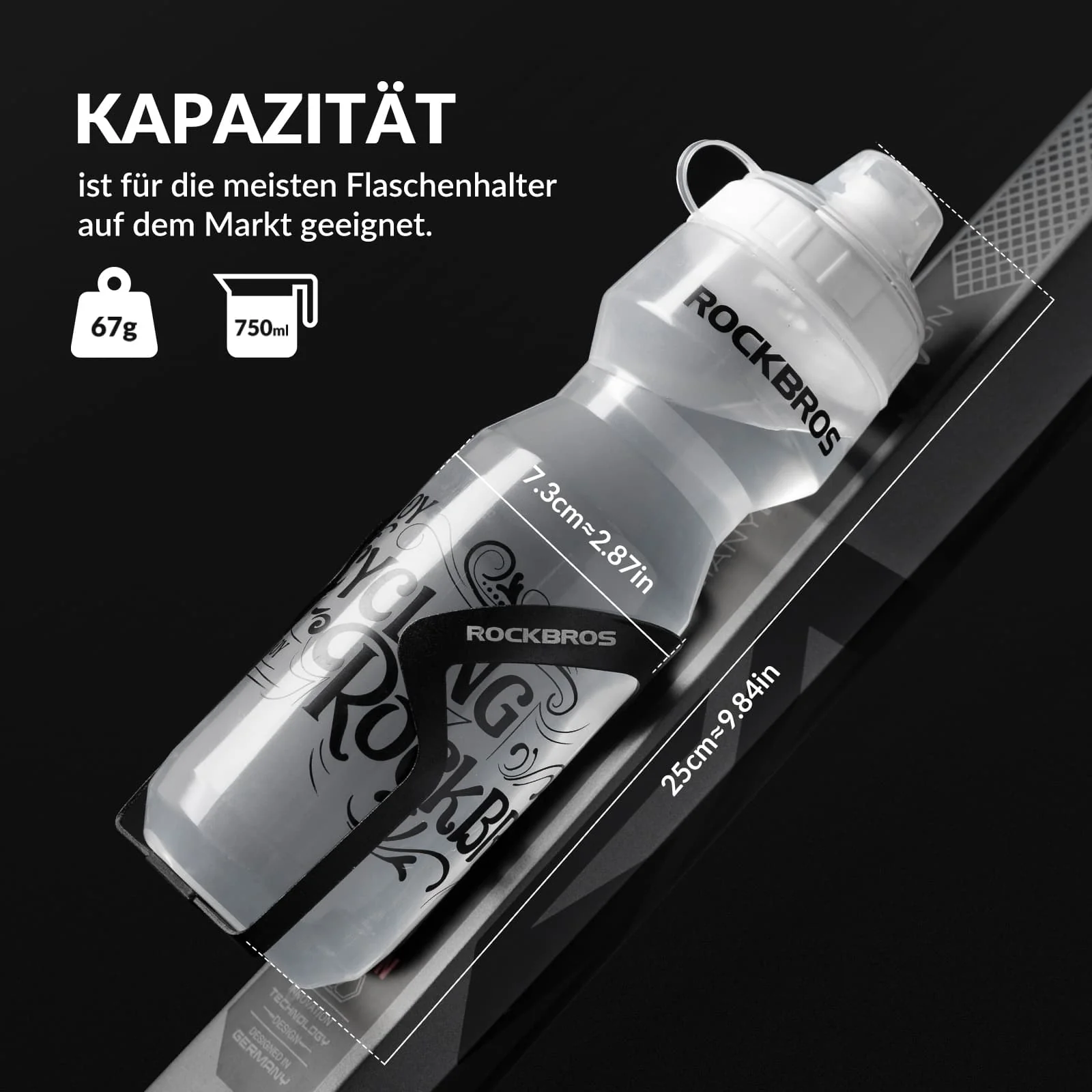 ROCKBROS Sport Trinkflasche 750ml Fahrrad Wasserflasche BPA-Frei - Image 5