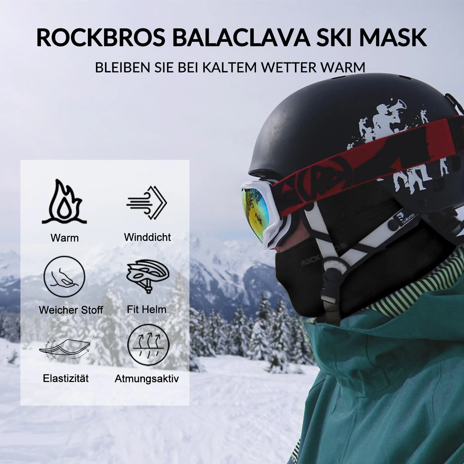 ROCKBROS Sturmhaube Herbst Winter Balaclava für Outdoorsports Unisex - Image 67