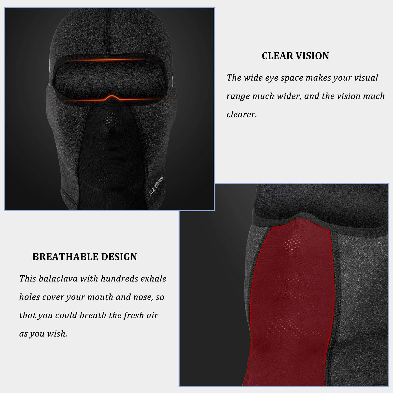 ROCKBROS Sturmhaube Warm Fahrrad Gesichtsmaske mit Brillenloch 54-62CM Unisex - Image 9