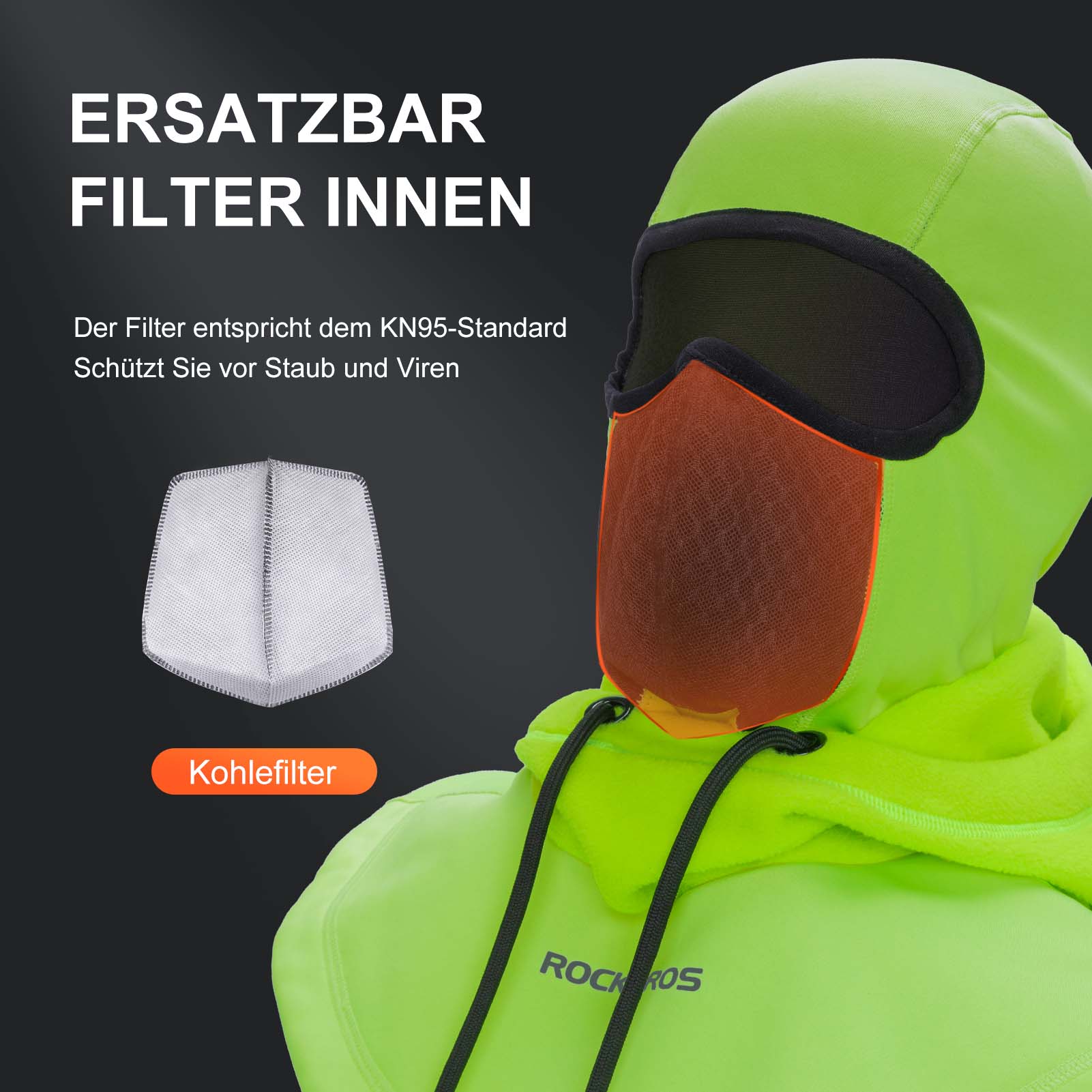 ROCKBROS Sturmhaube Winddicht Fahrrad Full Face Gesichtshaube für Radfahren Skifahren - Image 13