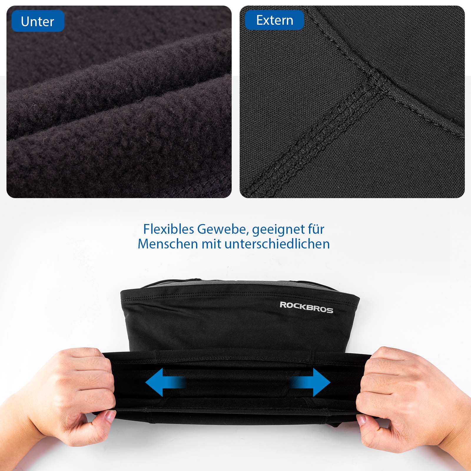 ROCKBROS Sturmhaube winddichte Unterhelmmütze aus warmem Fleece Schwarz - Image 4