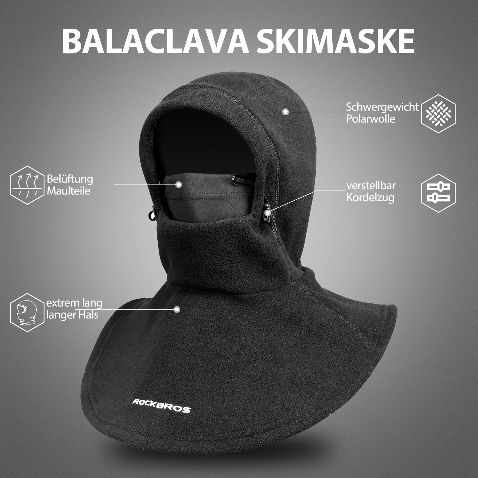 ROCKBROS Sturmhaube Winter Balaclava wärmer für Outdoor-Sportarten - Image 3