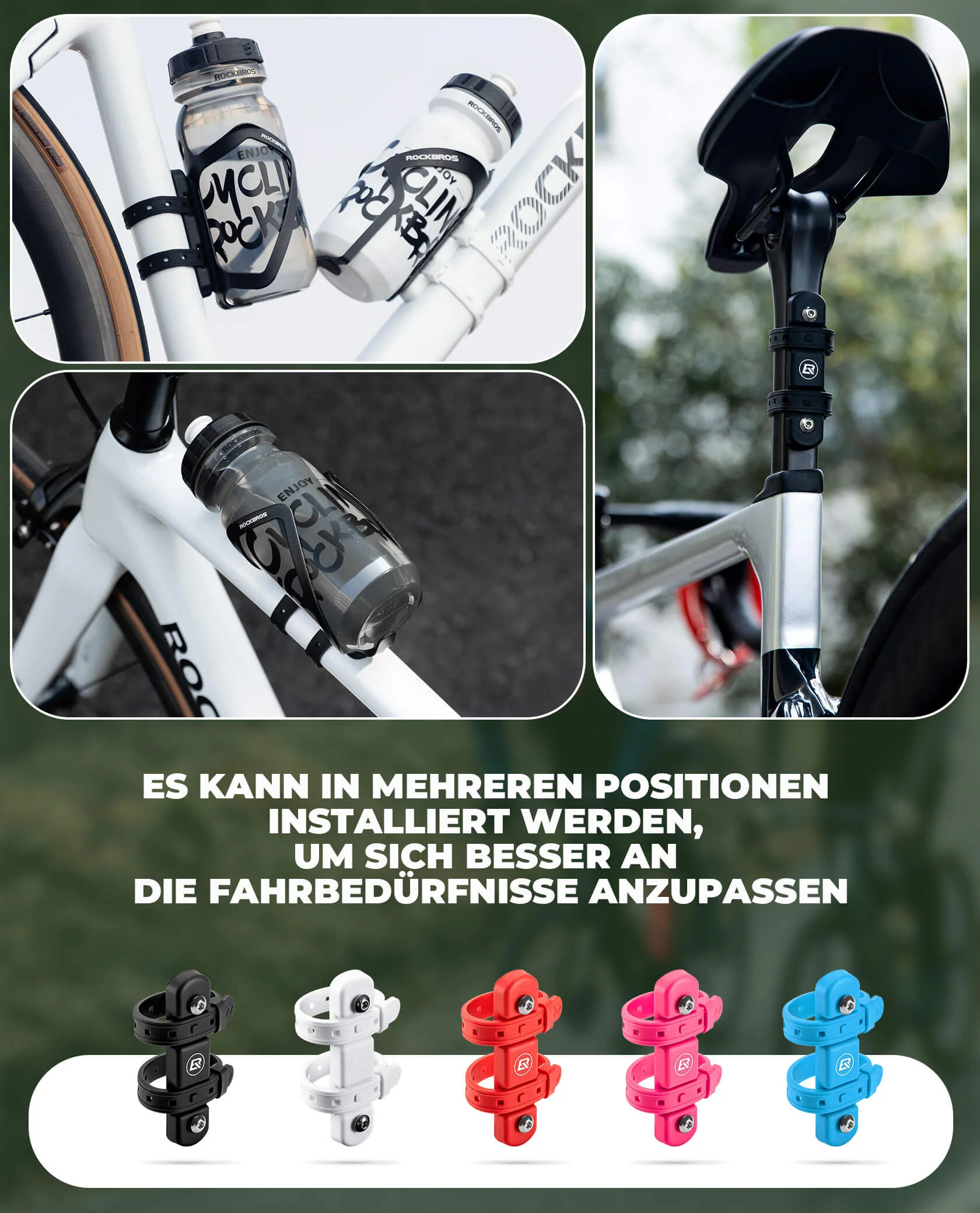 ROCKBROS Universal Flaschenhalter für Fahrrad Kein Stanzen Basis für Umbau - Image 14