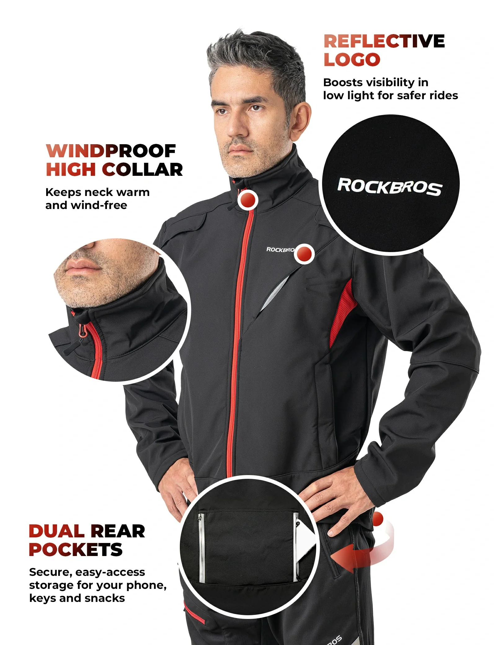 ROCKBROS Winter Jacke / Hose Herren Windschutz Radsportanzug - Image 6