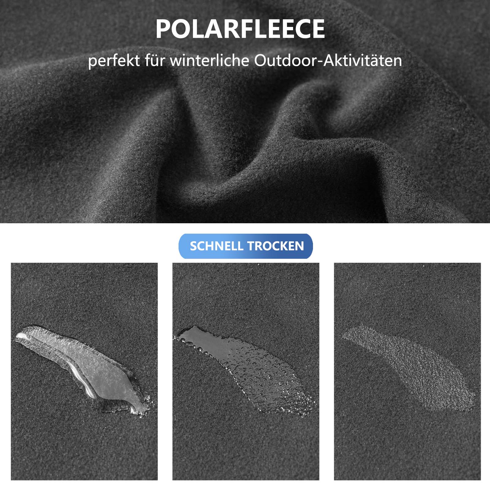 ROCKBROS Winter Sturmhaube Balaclava Warm Sturmmaske Unisex Schwarz - Image 3