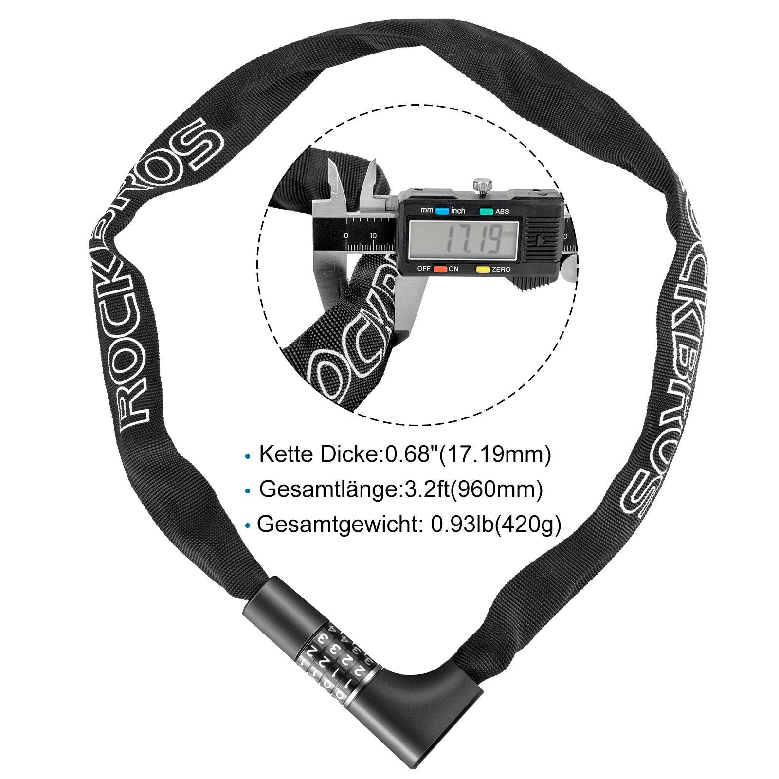 ROCKBROS Zahlenschloss mit 4-stelligem Zahlencode 96 cm Länge - Image 4